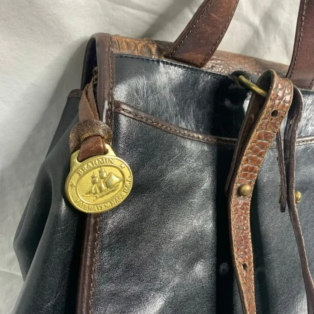 Vintage Brahmin Croc embossed backpack
